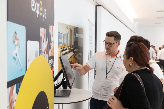 Interactive product demonstration at expo booth