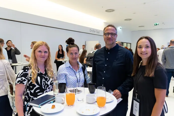Group networking session in conference area