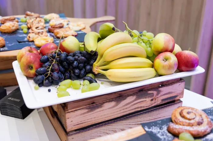 Conference catering with fresh fruits and pastries